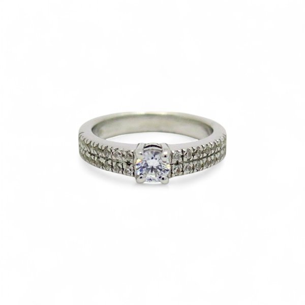 Anello donna fedina solitario in argento 925