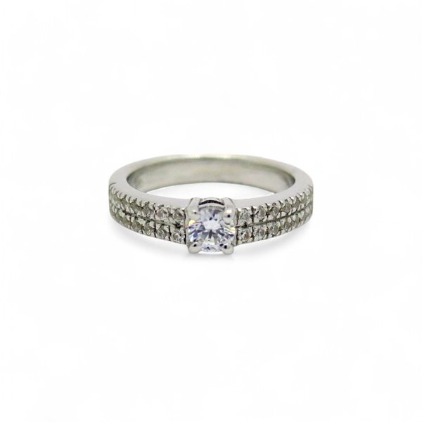 Anello donna fedina solitario in argento 925