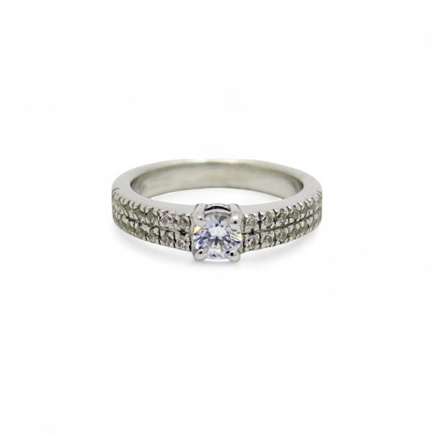 Anello donna fedina solitario in argento 925