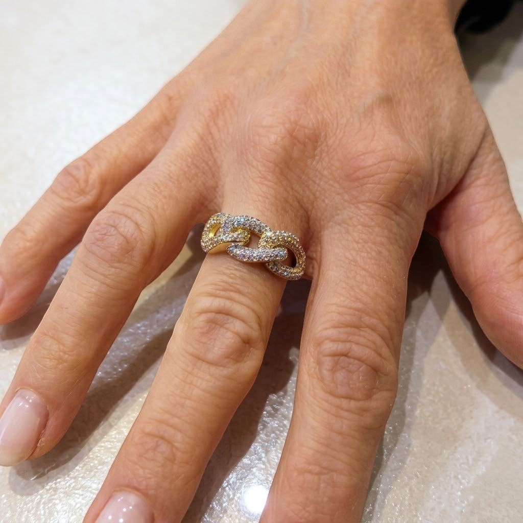 Anello groumette in oro 18 ct con zirconi cubici
