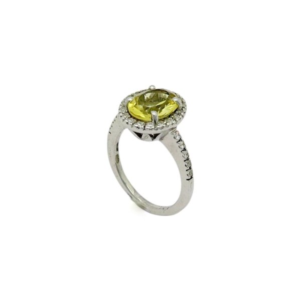 Anello centro giallo citrino in argento 925