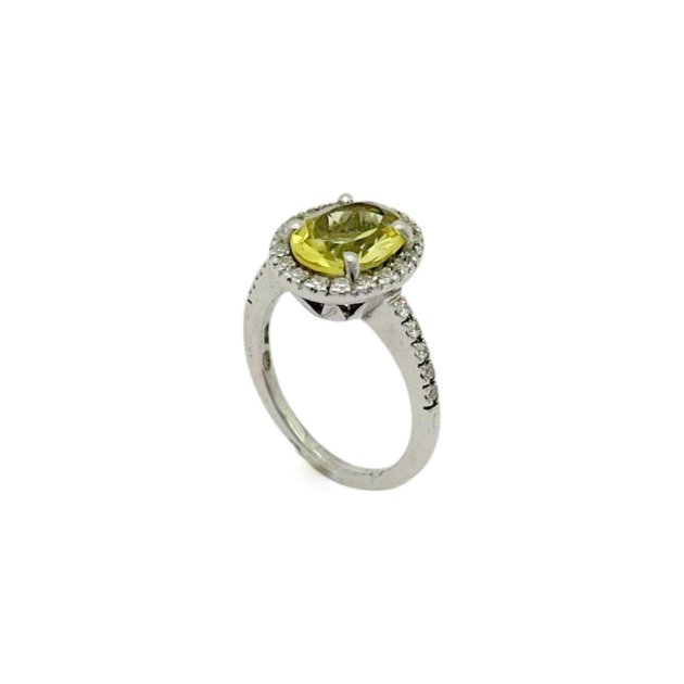 Anello centro giallo citrino in argento 925