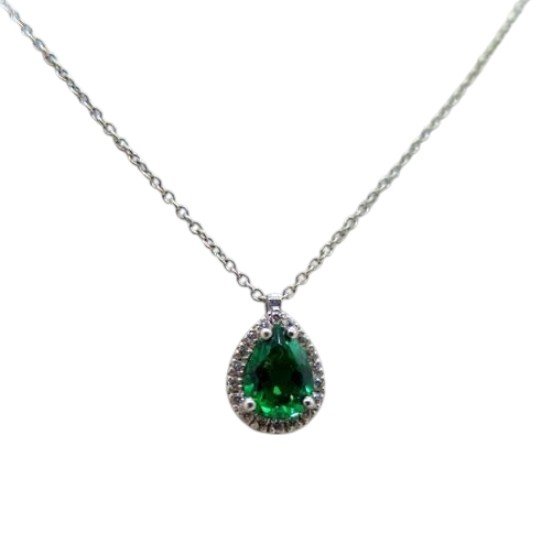 Collana ciondolo goccia verde in argento 925