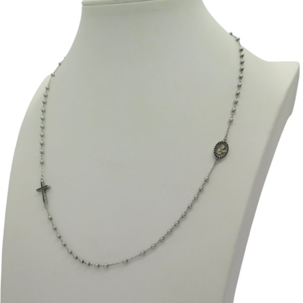 Collana rosario in argento 925 pietre nere