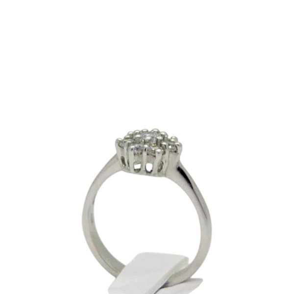 Anello fiore contorno in argento e zirconi