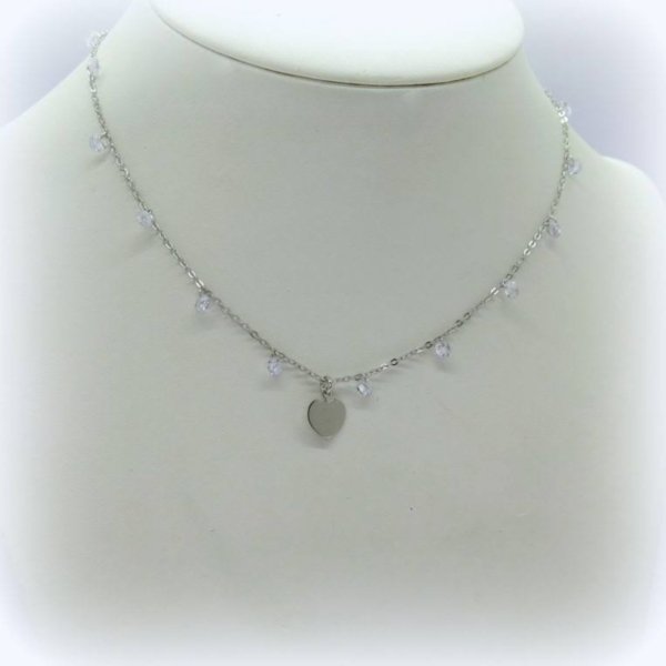 Collana cuore pietre in argento 925