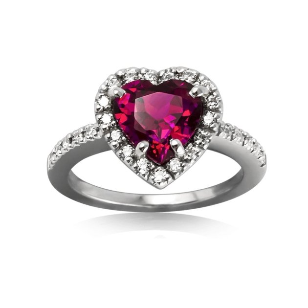 Anello centro cuore rosso argento 925