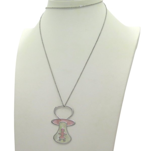 Ciondolo ciuccio rosa femmina in argento 925