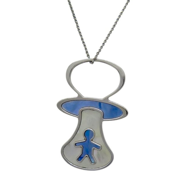 Ciondolo in argento 925 ciuccio azzurro maschietto