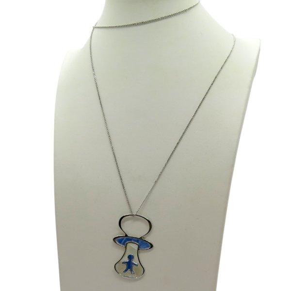 Ciondolo in argento 925 ciuccio azzurro maschietto