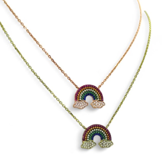 Collana ciondolo arcobaleno in argento