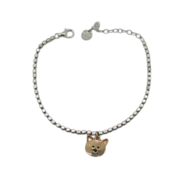 Bracciale gatto in argento 925 placcato oro rosè
