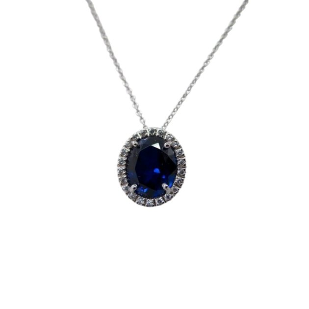 Collana centro blu artigianale in argento 925 Made in Italy