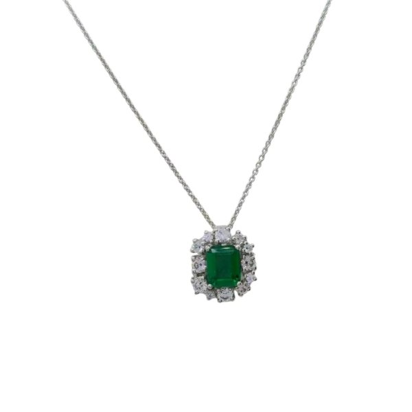 Collana contorno in argento 925 centro verde