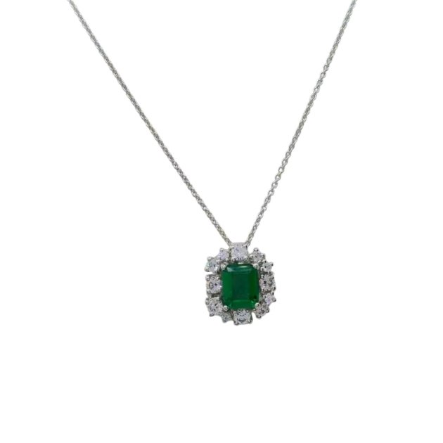 Collana contorno in argento 925 centro verde