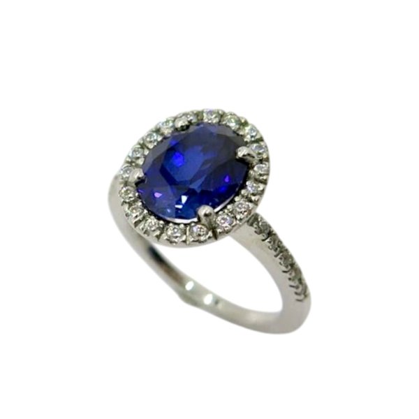 Anello contorno centro blu color zaffiro in argento 925