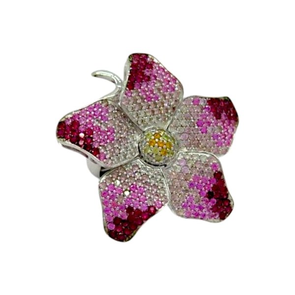 Anello fiore in argento 925 e zirconi