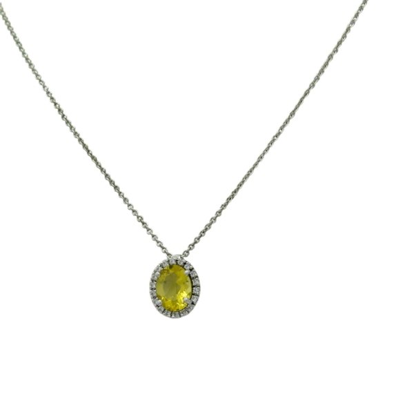 Ciondolo giallo citrino contorno in argento 925 prodotto artigianale