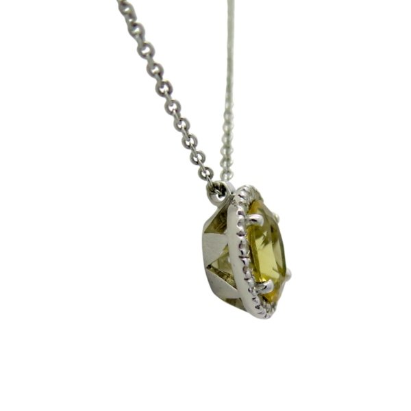 Ciondolo giallo citrino contorno in argento 925 prodotto artigianale