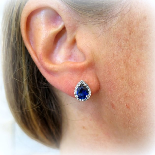 Orecchini goccia blu contorno in argento 925