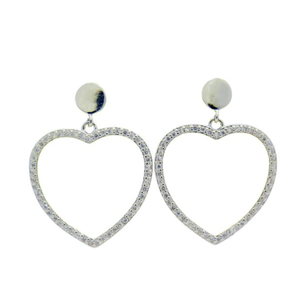 Orecchini pendenti cuori in argento 925