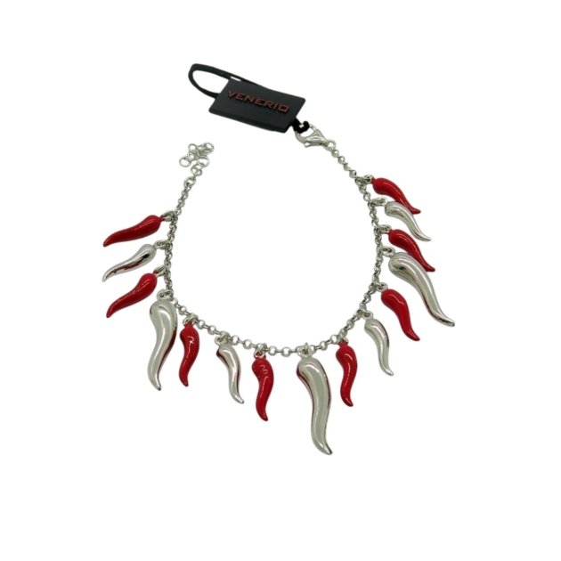 Bracciale peperoncini portafortuna in argento 925