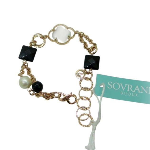 Bracciale pietra onice e perla Sovrani Bijoux