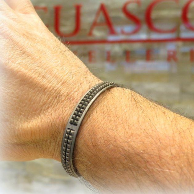 Bracciale uomo rigido in argento 925 effetto titanio