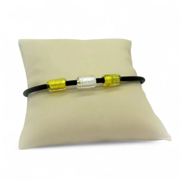 Bracciale vetro di murano in caucciù