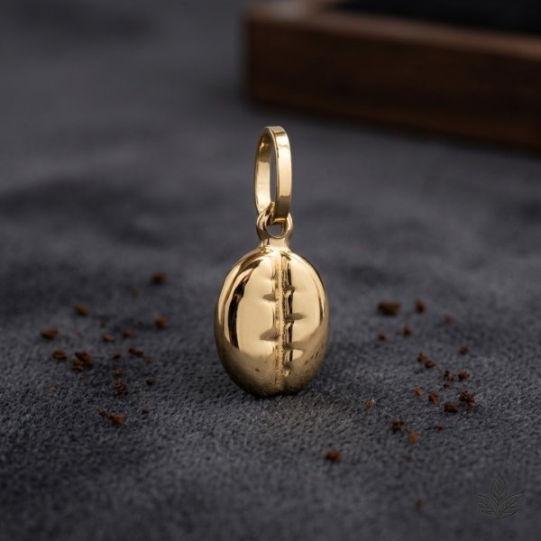 Ciondolo chicco di caffe in oro giallo 18 ct