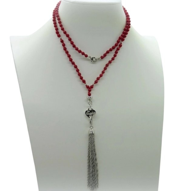 Collana lunga le amiche in giada rossa