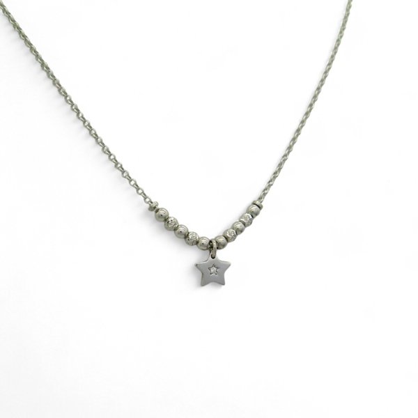 Collana stella punto luce in argento 925 rodio