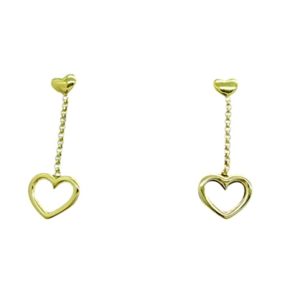 Orecchini cuore pendenti in argento 925 placcato oro giallo
