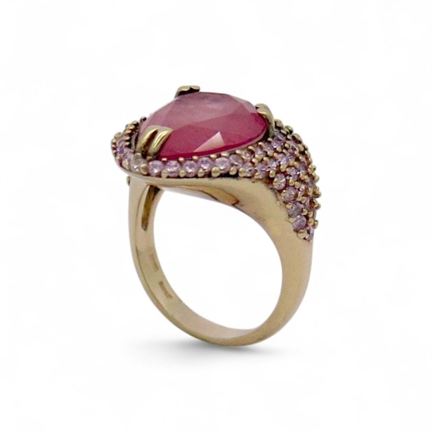 Anello goccia in argento 925 placcato oro rosè