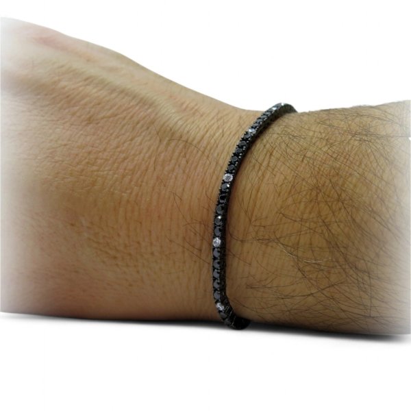 Bracciale tennis nero alternato in argento 925