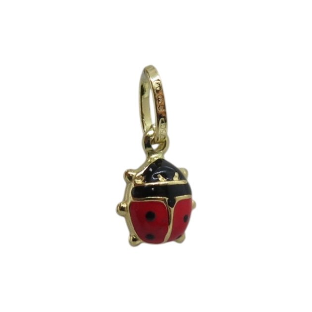 Ciondolo coccinella in oro giallo 18 ct e smalto