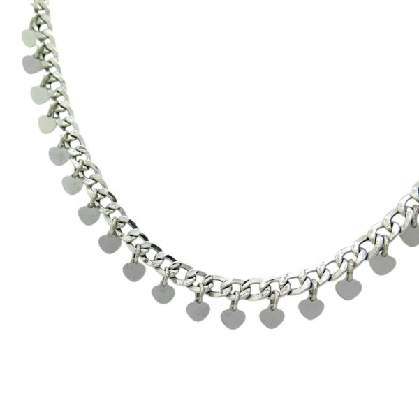 Collana groumette cuori pendenti in argento 925
