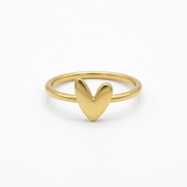 Anello cuore asimmetrico in oro giallo 18 ct