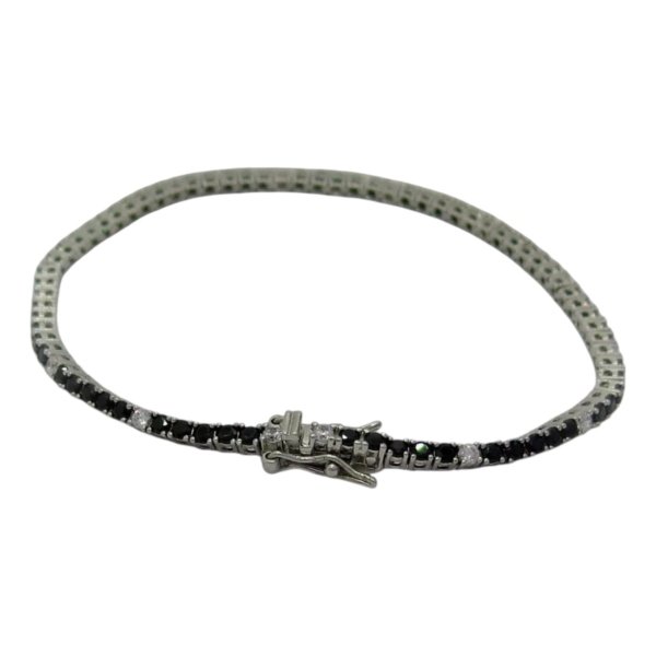Bracciale tennis pietre nere alternate in argento 925