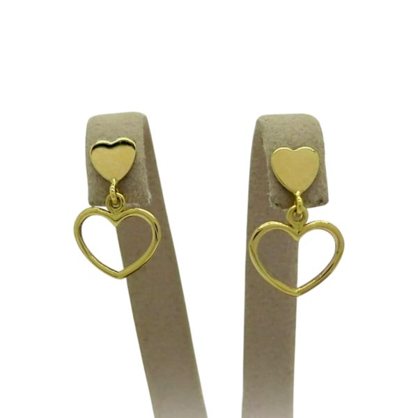 Orecchini pendenti cuore in oro 18 ct