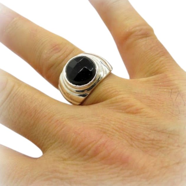 Anello onice uomo in argento 925 Athena