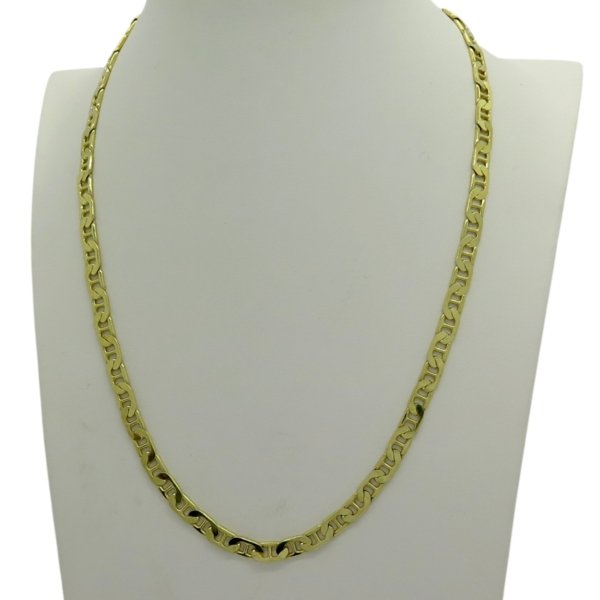 Collana uomo maglia marina piatta in argento 925 placcata oro giallo