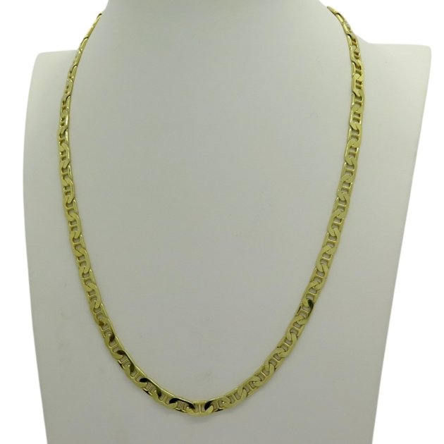 Collana uomo maglia marina piatta in argento 925 placcata oro giallo