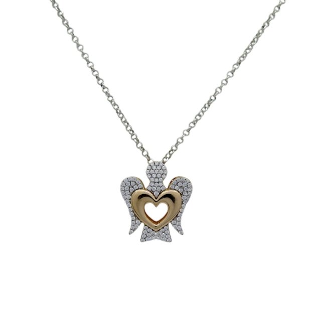 Collana angelo cuore oro rosè in argento 925 Roberto Giannotti