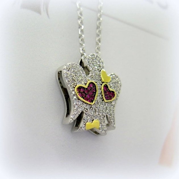 Collana angelo in argento cuori