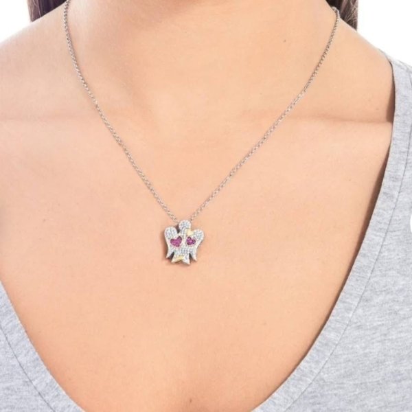 Collana angelo in argento cuori
