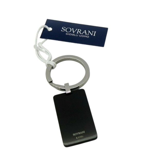 Portachiavi nero e rosè da uomo in acciaio Sovrani