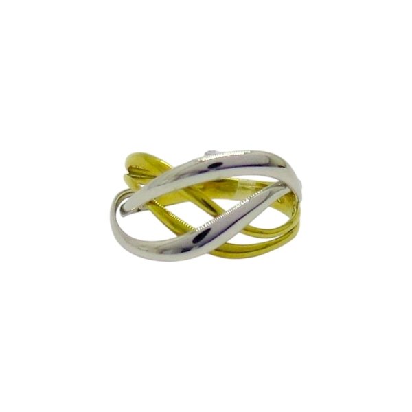 Anello bicolore giallo e bianco in oro 18 ct