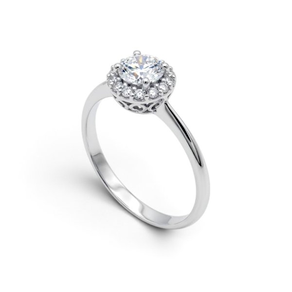 Anello di fidanzamento in oro bianco 18 ct e pietre