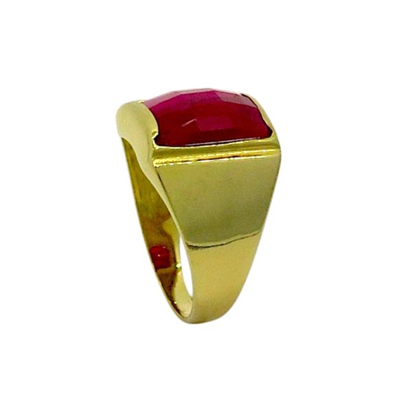 Anello uomo pietra rossa in oro giallo 18 ct